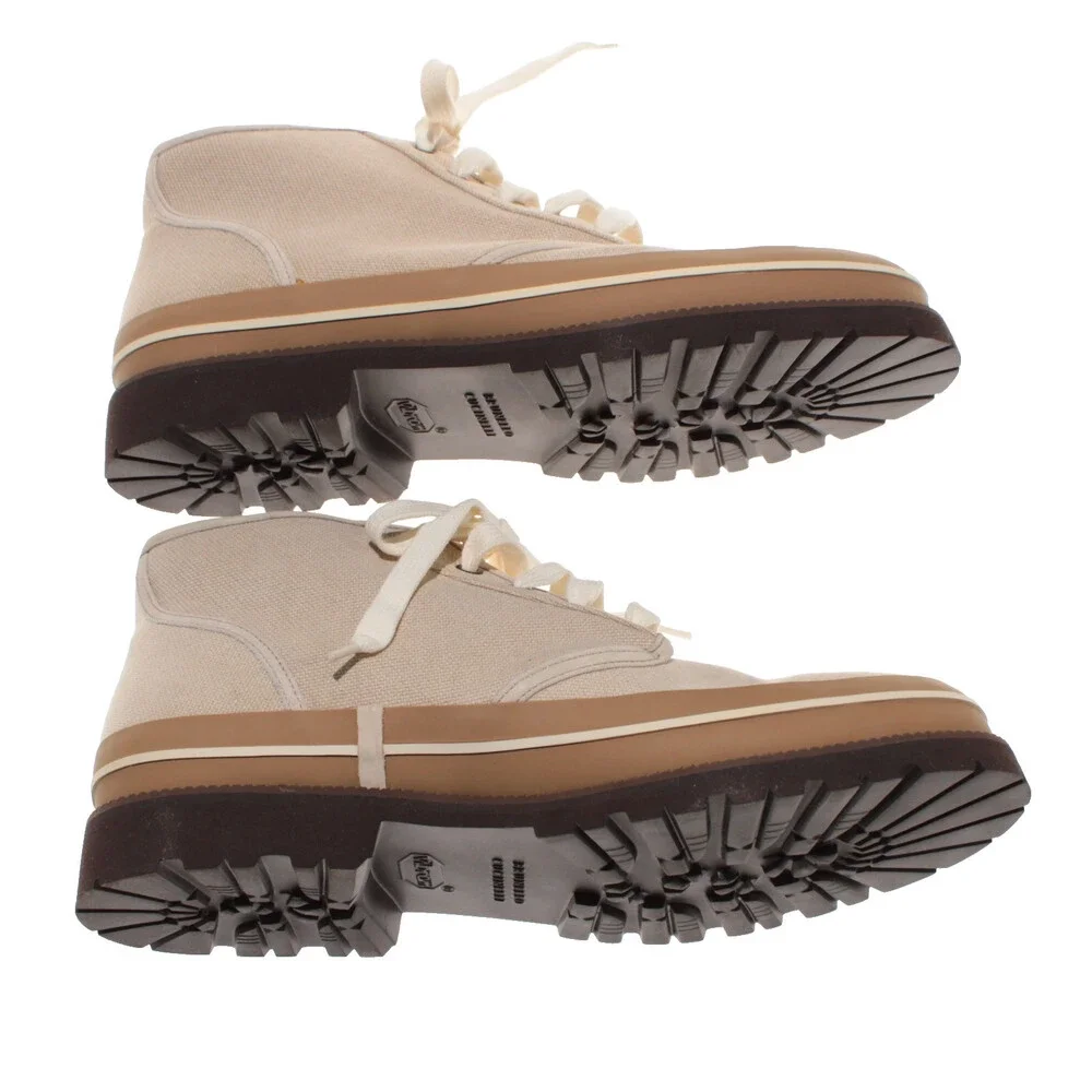 Brunello Cucinelli NWB Canvas Lace Up Boots Size 42 (US 9) in Beige